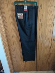 Pantaloni kaki neri nuovi con etichette $60 Haggar 40W/30L senza ferro 100% cotone  - Foto 1 di 6