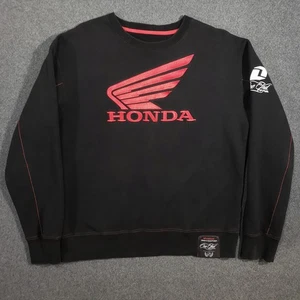 Felpa Honda Industries Racing Honda Racing Uomo Grande Nera Ala Rossa Rivettata - Foto 1 di 10