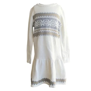 NEW w/flaw Gymboree Outlet sweater dress girls size 5 ~ white grey gold ~ winter - Picture 1 of 9