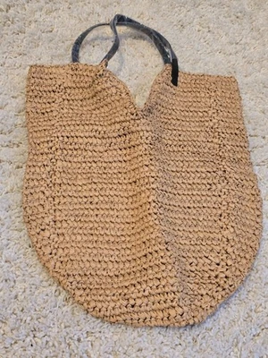 Bolso de Mano Banana Republic Tejido Paja Asas de Cuero Sintético Talla Única Beige Foto 1 de 4