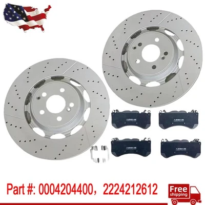 2224212612 Front Brake Pads & Rotors Kit For 2014-20 Benz W222 S63 S65 AMG Foto 1 de 4