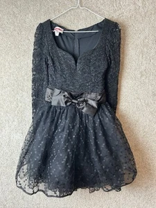 Vintage 80er 90er Kleid Gunne Sax Jessica McClintock schwarz Spitze Tüll kurz formell 5/6 - Bild 1 von 5