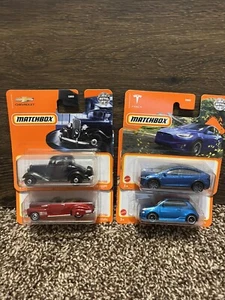 Matchbox Lot Of 4 Cadillac Chevy Tesla Fiat - Picture 1 of 5