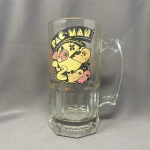 Taza de cristal vintage 1982 Pac Man & Ghosts juego arcade taza cerveza Stein Bally Midway - Imagen 1 de 4