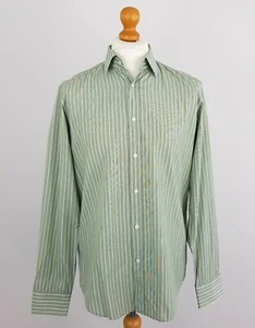 Hugo Boss Herren Grün Gestreiftes Langarm Geknöpft Regular Fit Hemd Oberteil Größe 40 - Bild 1 von 8