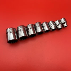 NEW Snap-On Tools F101-F241 8 PC SET 3/8" Drive SAE Shallow Socket Set 12PT USA - Picture 1 of 8