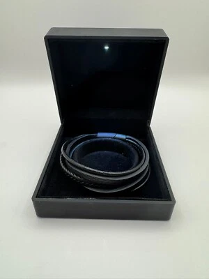 Lederarmband Schwarz 21cm mehrreihig geflochten – Magnetverschluss Edelstahl - Bild 1 von 4