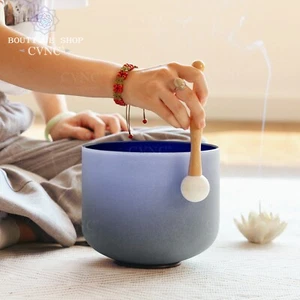 CVNC 432Hz 8"A Third-Eye Chakra Color Quartz Crystal Singing Bowl Sound Heal - Picture 1 of 9