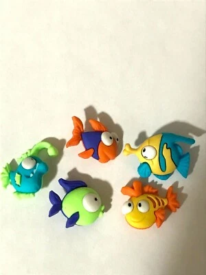 Something Fishy Novelty Buttons/DIY Sewing supplies/Plastic Buttons/Five pieces - Image 1 of 3