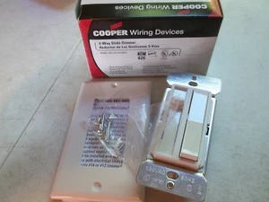 Cooper Wiring 6423W White 3-Way Slide Dimmer 600w 120v Full-on Bypass - NEW - Picture 1 of 2