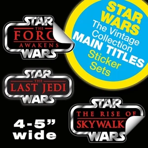 Set of 3 STAR WARS Sequel "Main Titles" Vintage Collection style vinyl stickers - Picture 1 of 3