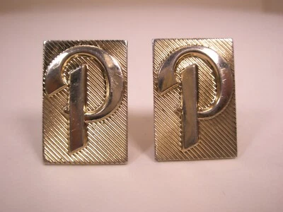 P Monogram Initial Letter Vintage HICKOK USA Cuff Links peter paul phillip - Image 1 of 4