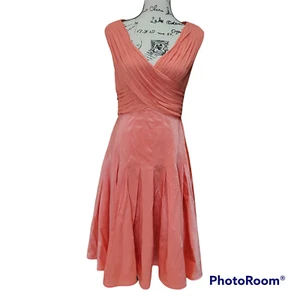 Adrianna Papell Coral 100% Silk Skater Dress - Size 8 - Picture 1 of 12