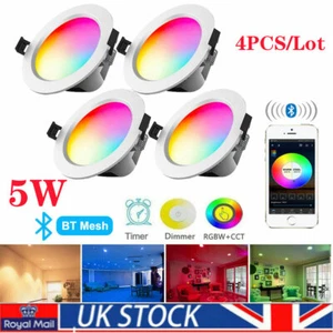 Downlights de color inteligentes 4 piezas/Bluetooth/Iluminación de techo empotrada/5W/RGBCW - Imagen 1 de 11