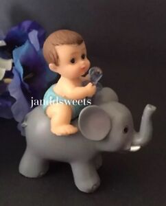 12-Babyshower Baby Boy Elephant Animals Party Favors Recuerdos Decorations Blue