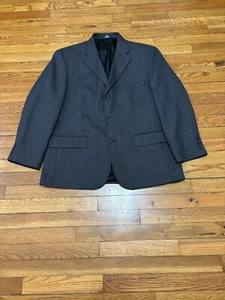 Haggar Mens Blazer Jacket Size 42S Black Gray Poly Wool 3 Button Sport Coat - Picture 1 of 5
