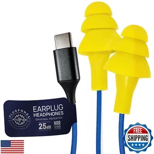 Plugfones Basic Earplug-Earbud Hybrid Earplug Headphones 25 dB Noise Reductio - Picture 1 of 5