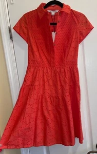 Abito donna Diane Von Furstenberg DVF Skylar occhielli corallo oceano nuovo con etichette - Foto 1 di 9