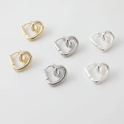 Pendiente de aro Huggie corazón 6 piezas, pendiente de aro grueso, gancho de oreja con palanca trasera Foto 1 de 4