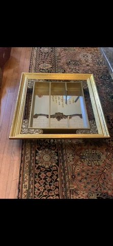 GOLD ACCENTS WOOD WALL DISPLAY SHELF SHADOW BOX WOOD AND MIRROR Cover