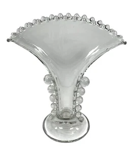Vintage Imperial Glass Candlewick 8-3/8" Flared Fan Vase with Beaded Rim & Sides - Picture 1 of 11