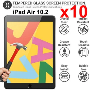x10 Full Tempered Glass Guard for Apple iPad 10.2 Inch 7th Gen Screen Protector - Picture 1 of 2