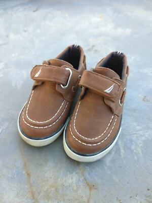 Nautica Toddler Boys Slip-On Casual Shoes Sneakers 7 Brown With Strap No Laces - Image 1 of 4