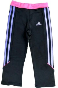 Adidas Climawarm Sweatpants Girl's Size 4 Black w/ Purple Stripes & Pink Top - Picture 1 of 10