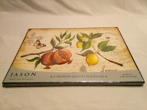 Set 4 Jason Placemats NEW Large 17" x 11.5" Pomegranates Lemons - Picture 1 of 4
