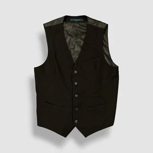 Perry Ellis Portfolio Men's Black Slim-Fit Stretch Waistcoat Suit Vest Size M - Picture 1 of 3