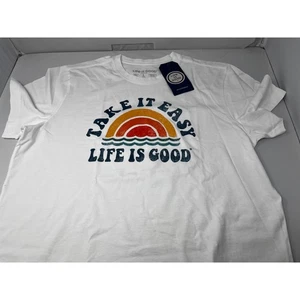Life is Good Men's Crusher T-Shirt Logo Take Is Easy Sun Setting Size Large NWT - Picture 1 of 11