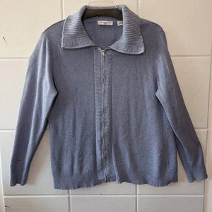 Suéter cárdigan azul claro 100 % algodón con cremallera talla 2X Liz Claiborne para mujer - Imagen 1 de 9