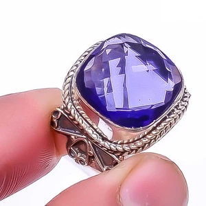 Iolite Gemstone Silver Plated Handmade Bali Ring s.9 R1571-26, Christmas Gift - Picture 1 of 6