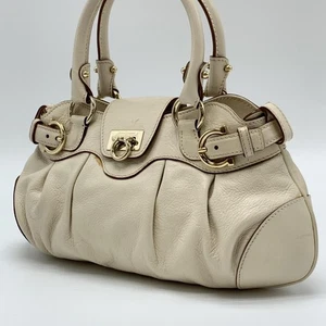 Salvatore Ferragamo Gancini Marissa Tote Handbag Ivory Leather Japan Limited - Picture 1 of 18