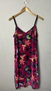 Anthropologie Dress Womens Small Pink Floral Velvet Slip Mini Adjustable Straps - Picture 1 of 9
