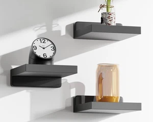 3 Pack Small Wood Floating Shelves Display Rack for Bathroom Living Room - Picture 1 of 7