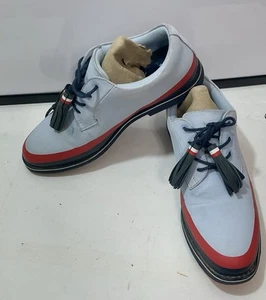 G/Fore G4 Ladies Tassel Sky Blue Red Loafer Golf Shoes G4LF23EF15 9.5 Women’s - Picture 1 of 11