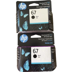 2X Nowe czarne wkłady atramentowe HP 67 oryginalne Ex 11/26 - Zdjęcie 1 z 2