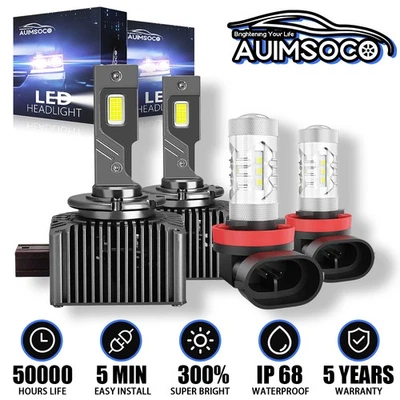 For 2008 2009-2013 BMW 128i 4x D1S H11 6000K LED Headlights&Fog Light Bulbs Kit - Image 1 of 4