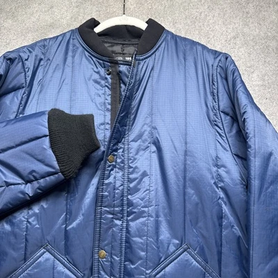 RefrigiWear Blue Quilted Insulated Workwear Bomber Jacket Men’s Medium Nylon - Image 1 of 4