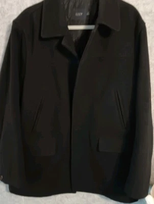 J Crew Coat Mens Large Black University Jacket Wool Stadium Cloth Heavyweight - Image 1 of 4