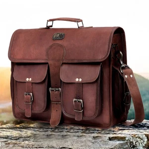 Maletín vintage para hombre bolso de hombro hecho a mano cuero portátil - Imagen 1 de 12
