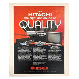 Hitachi Electronics CD Player VCR and TV Vintage Magazine Print Ad 80s 1983 - Picture 1 of 1