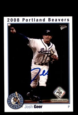 Signed Baseball Card Auto Josh Geer 2008 MultiAd Portland Beavers - Image 1 of 2