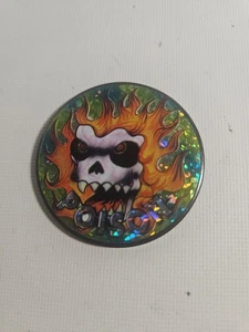 De colección Años 90 Latón Metal Pog Slammer Veneno Cabeza de Fuego Calavera 34 Gramos - Imagen 1 de 3