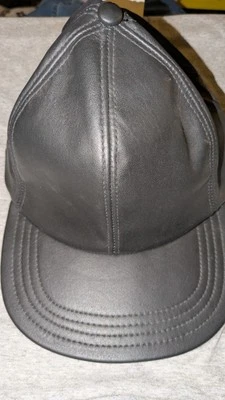 Винтажная бейсболка Henschel однотонная черная кожа уличная одежда облегающая шляпа. XL. Новый с Ярлыками - Изображение 1 из 4