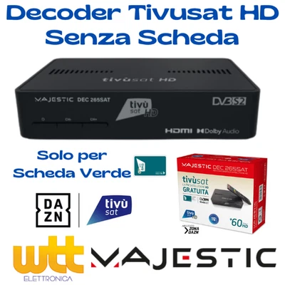 Decoder Satellitare certificat Tivusat Tivu Sat Tessera Tvsat Non Inclusa Nuovo - Immagine 1 di 4