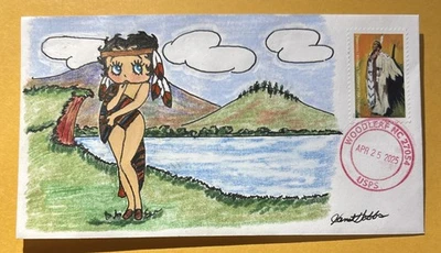 2025 Powwows Forever Stamp C115 Betty Boop After A Swim FDC/OOAK - Image 1 of 4