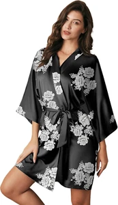 Women'S Silk Robe Satin Kimono Robe for Bride Bridesmaids Short Bridal Party Rob - Picture 1 of 12