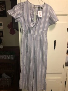 NWT Women’s CRYSTAL SKY ROMPER BLUE/WHITE STRIPED-Size 3 - Picture 1 of 8